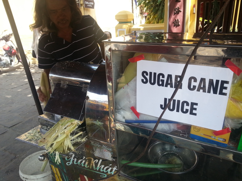 Sugar Cane juice stall. We found it too sweet.