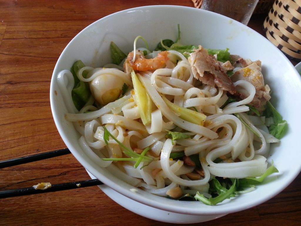 My quang. A broad noodles dish. Common in Quang district near Da Nang and Hoi An.