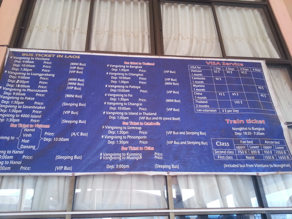 Tickets prices in Vang Vieng