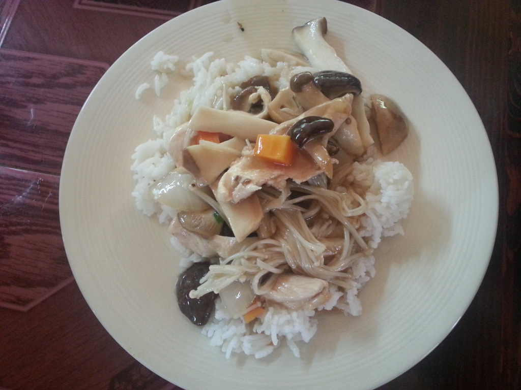 Stir fried mixed mushrooms with oyster sauce